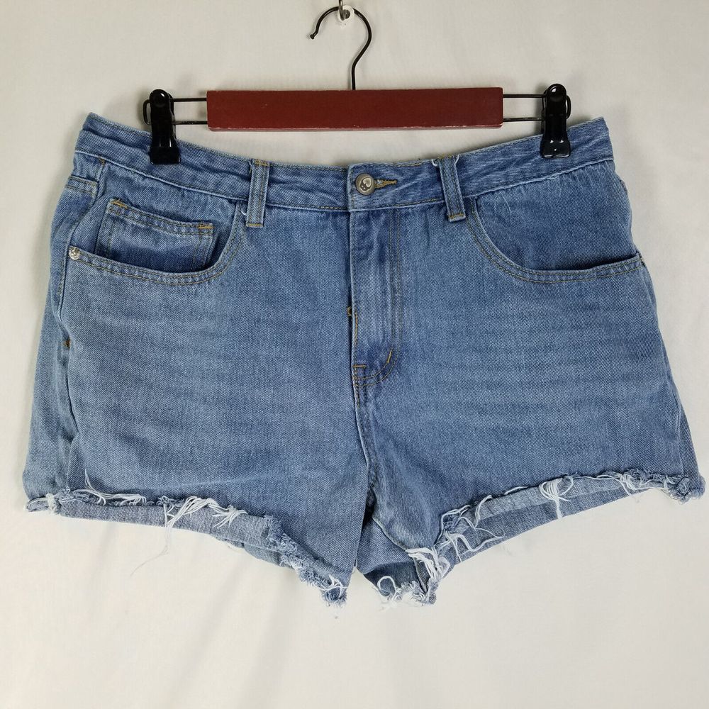 Nasty Gal Denim Shorts Womens W32 Blue Jean Mid Rise Medium Wash Cut Off